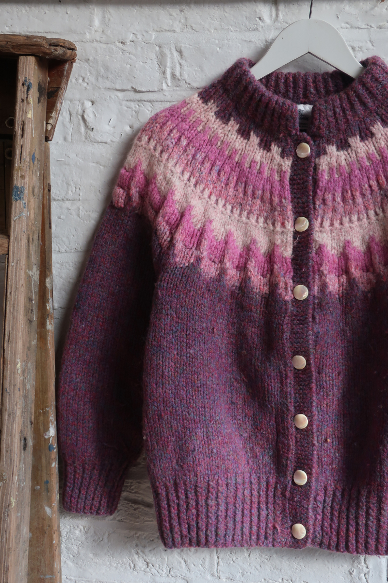 Vintage Knit Cardigan - Winter Violet - Size S