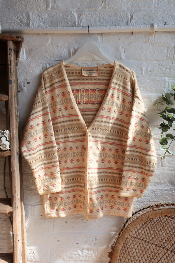 Vintage Knit Cardigan - Barbara Pastels - Size L