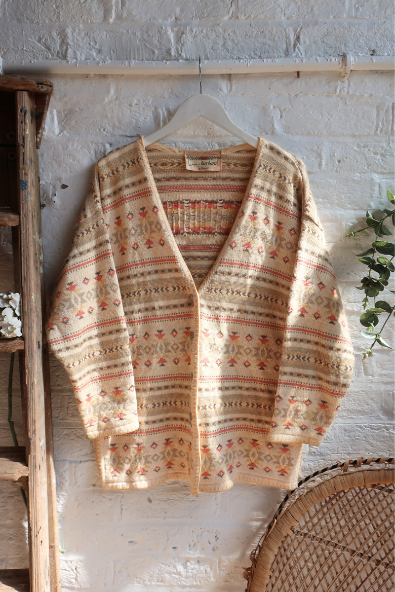 Vintage Knit Cardigan - Barbara Pastels - Size L