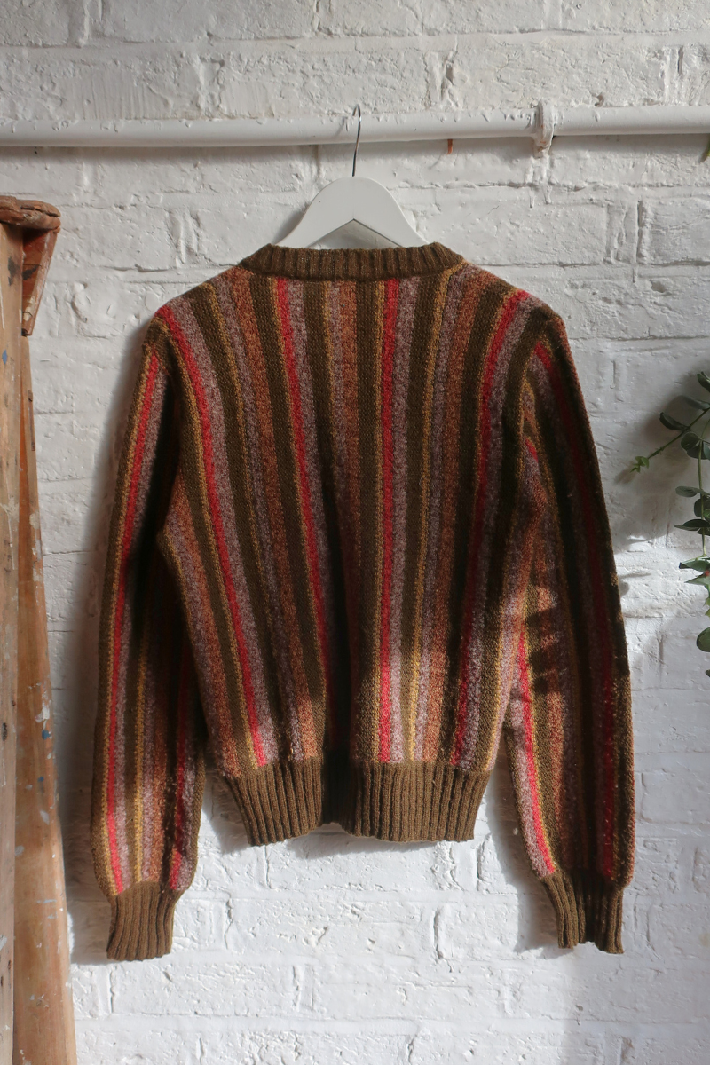Vintage Knit Jumper - Autumn Foliage Stripe - Size M/L