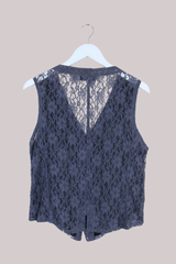 Vintage Waistcoat - Slate Grey Lace - Size L/XL