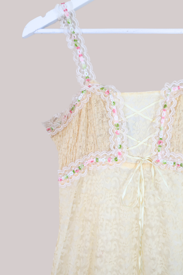 Vintage Prairie Belle Dress - Butter Yellow Lace - Size S by All About Audrey