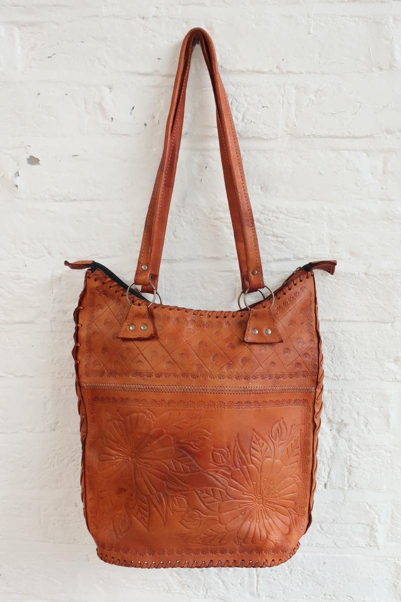 Vintage Bag - Embossed Floral Tote