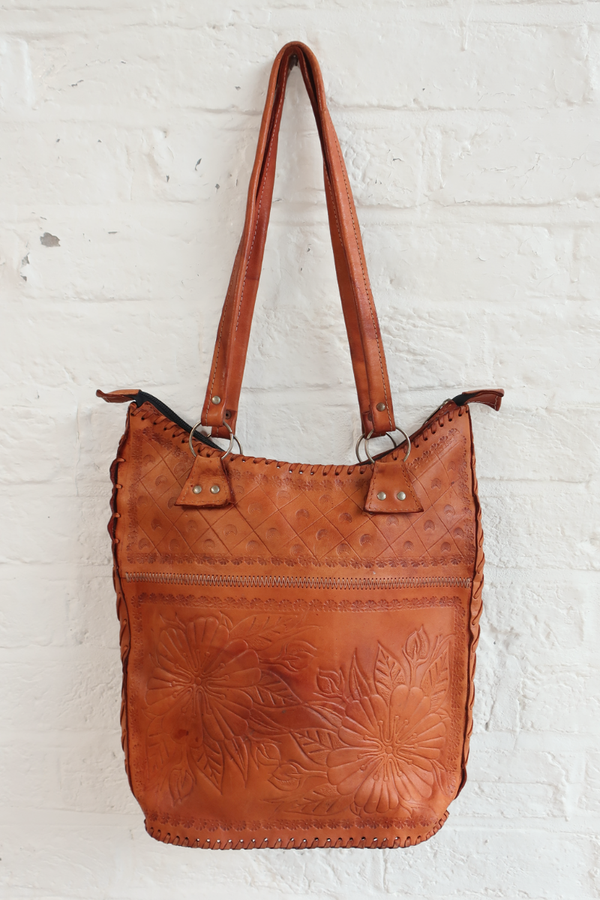 Vintage Bag - Embossed Floral Tote