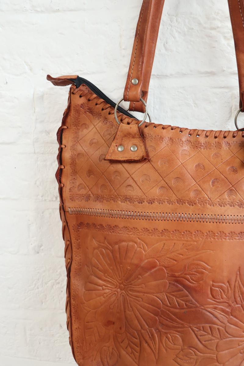 Vintage Bag - Embossed Floral Tote