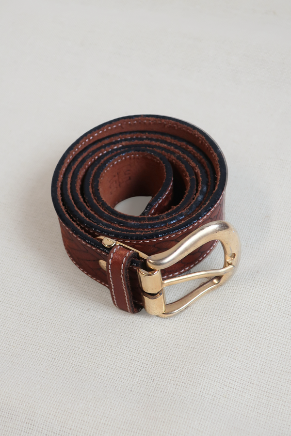 Vintage Belt - Tan Embossed Braid