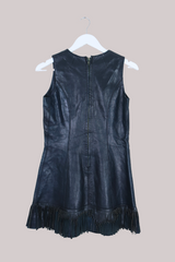 Vintage Mini Dress - Black Leather - Size XS
