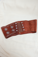 Vintage Belt - Tan & Silver Studs