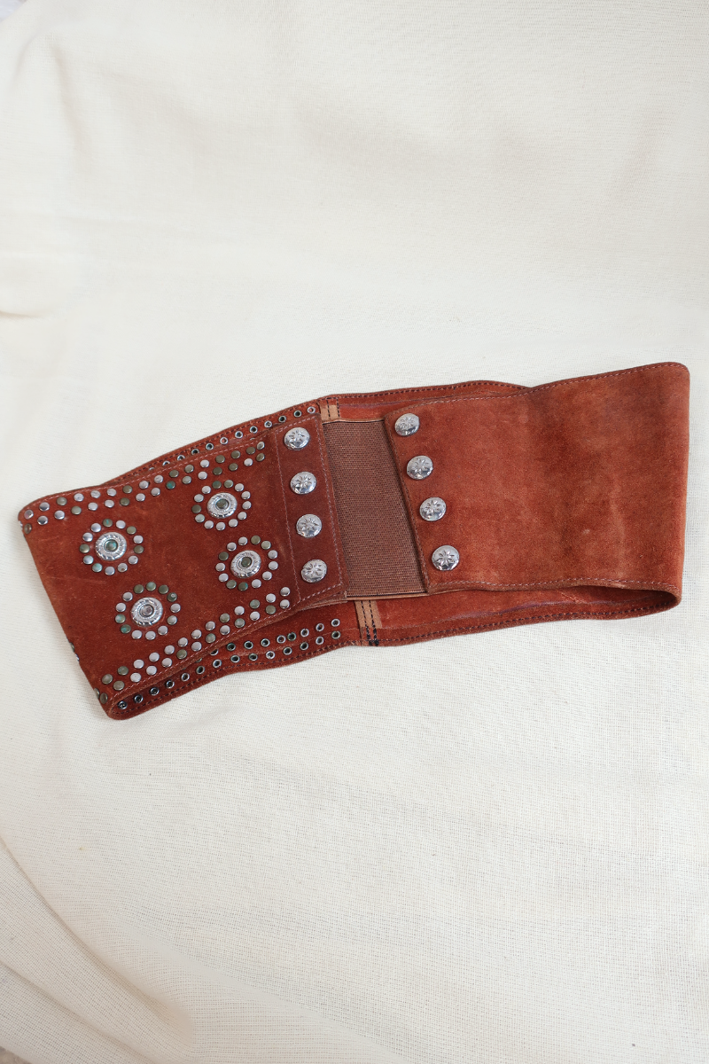 Vintage Belt - Tan & Silver Studs