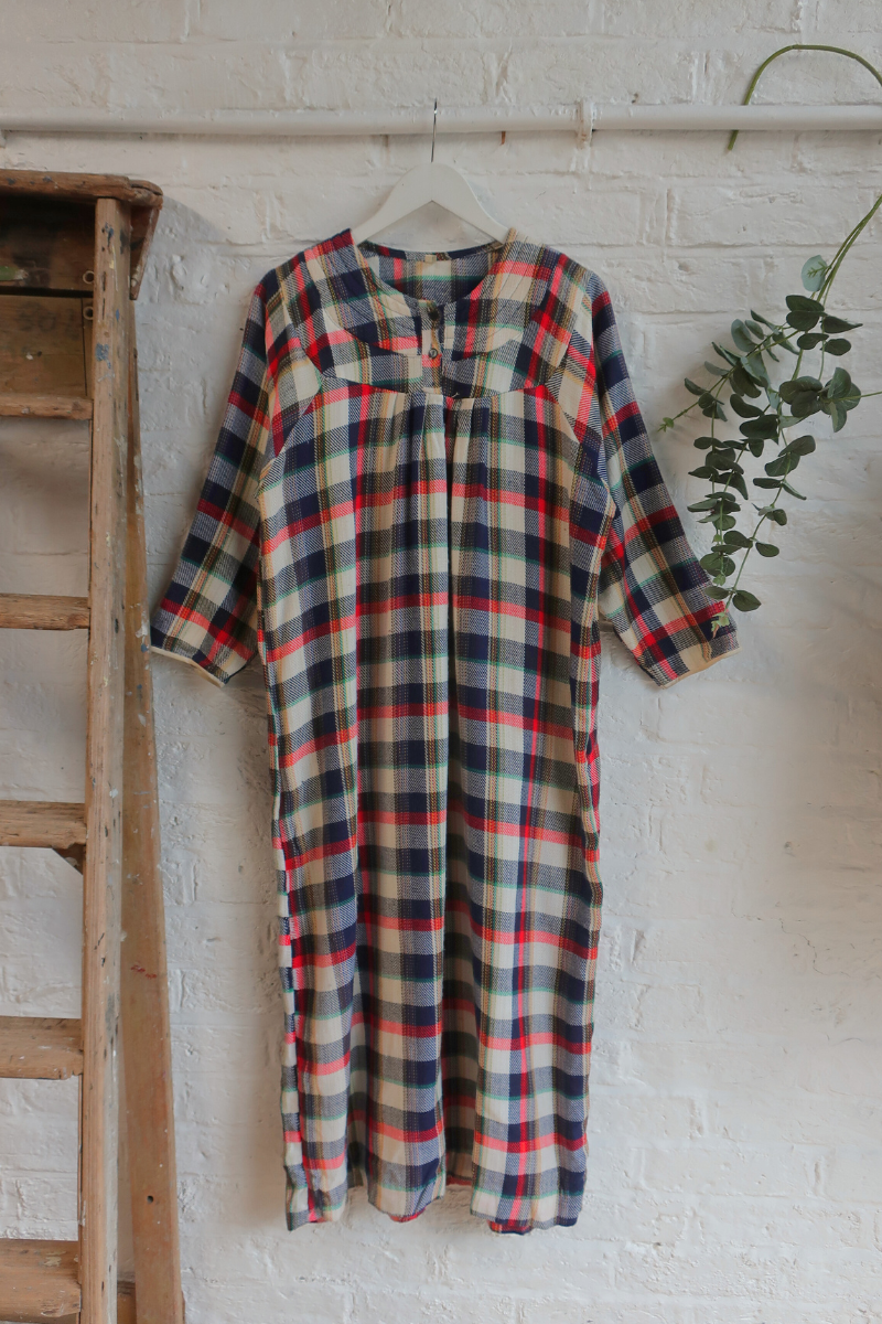 Vintage Dress - Picnic Blanket Check - Size M/L