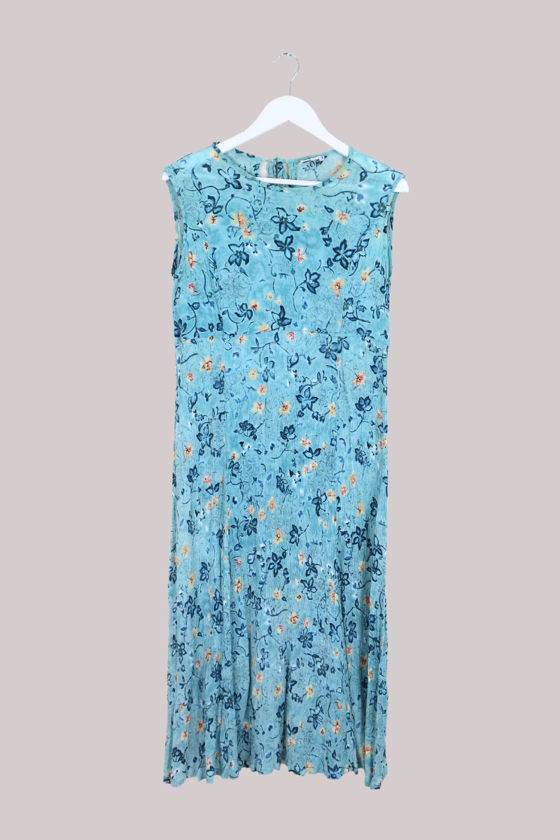 Vintage Dress - Summer Aqua Blue Floral - Size S/M by All About Audrey