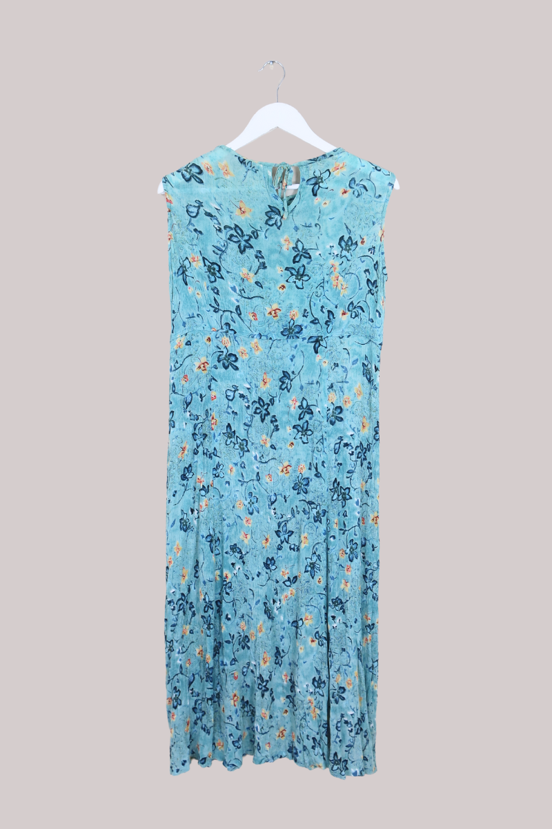 Vintage Dress - Summer Aqua Blue Floral - Size S/M by All About Audrey