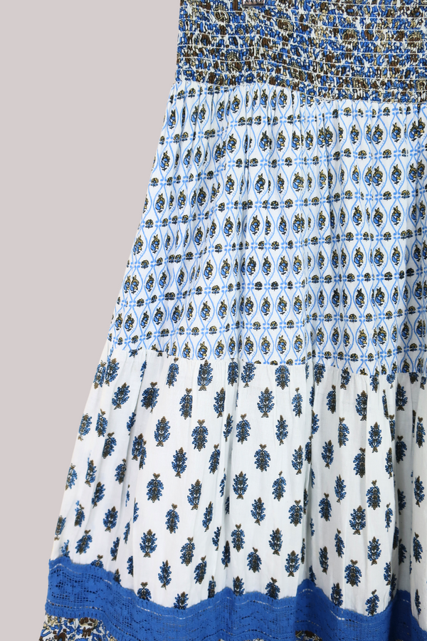 Vintage Skirt - Block Print Patchwork Maxi Skirt - Free Size by All About Audrey