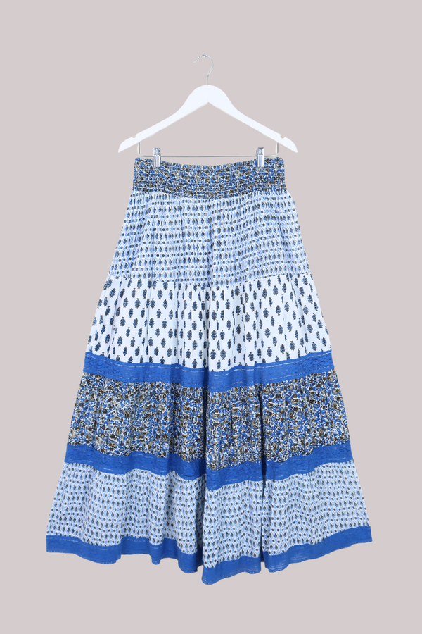 Vintage Skirt - Block Print Patchwork Maxi Skirt - Free Size by All About Audrey