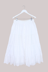 Vintage Broderie Anglaise Skirt - White Eyelet - Free Size