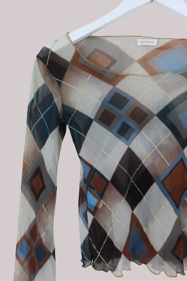 Vintage Top - Sheer Plaid - Size S/M