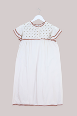 Vintage Smock Mini Dress - Cream Oatmeal Embroidery - Size S by All About Audrey