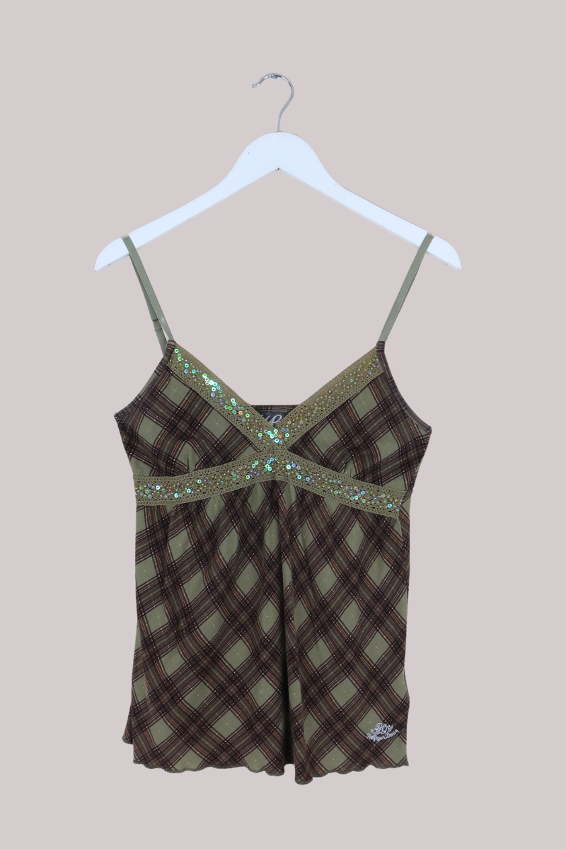 Vintage Top - Olive Plaid - Size S