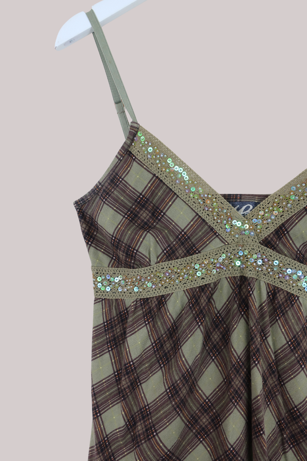 Vintage Top - Olive Plaid - Size S