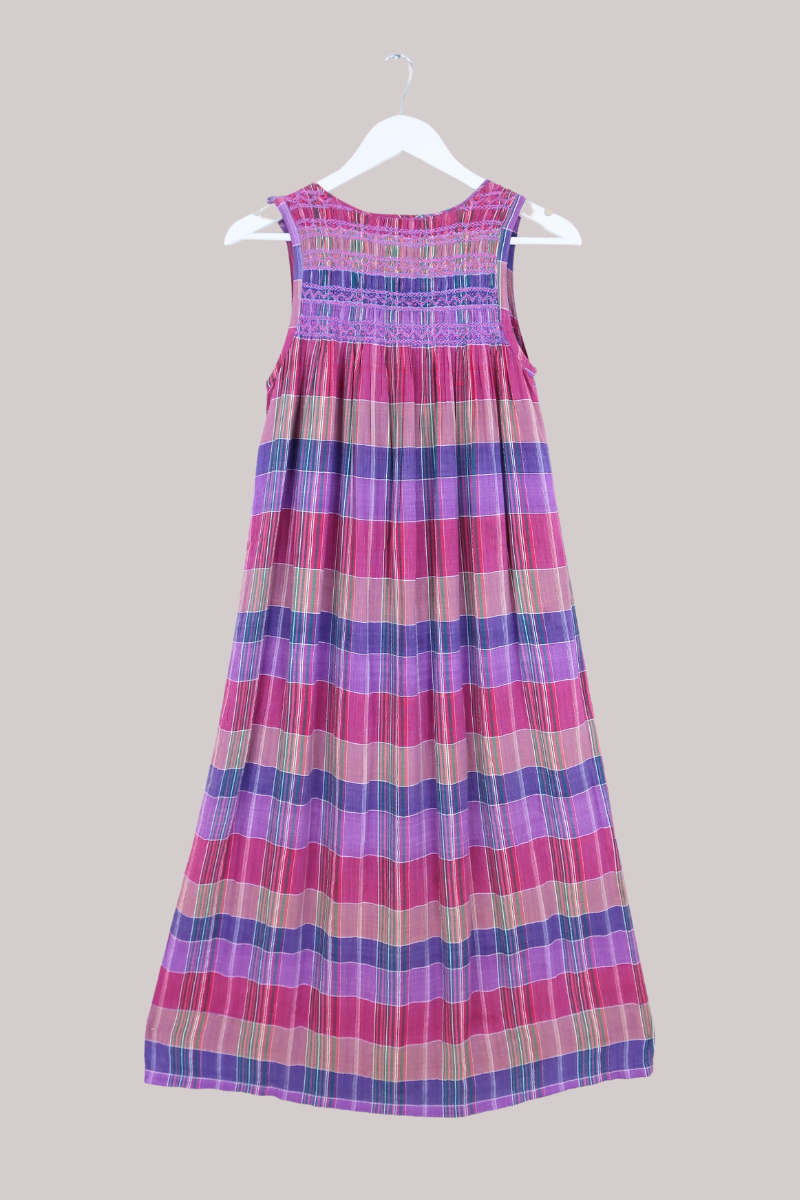 Vintage 70s Smocked Sundress - Lavender Rose Check - Size S/M by All About Audrey