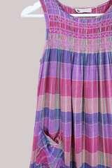 Vintage 70s Smocked Sundress - Lavender Rose Check - Size S/M by All About Audrey