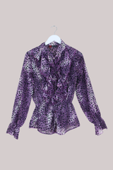 Vintage Top - Violet Cheetah Print - Size L