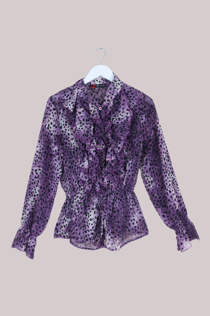 Vintage Top - Violet Cheetah Print - Size L
