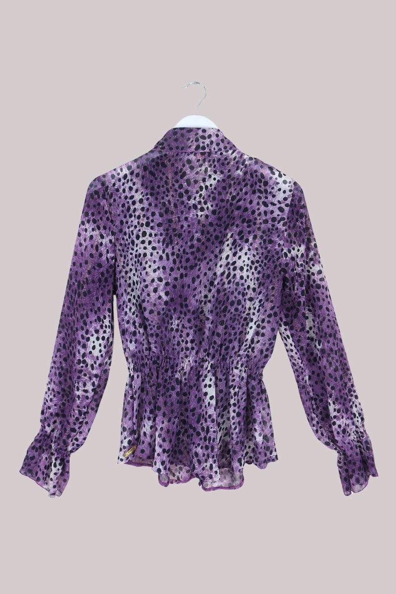 Vintage Top - Violet Cheetah Print - Size L