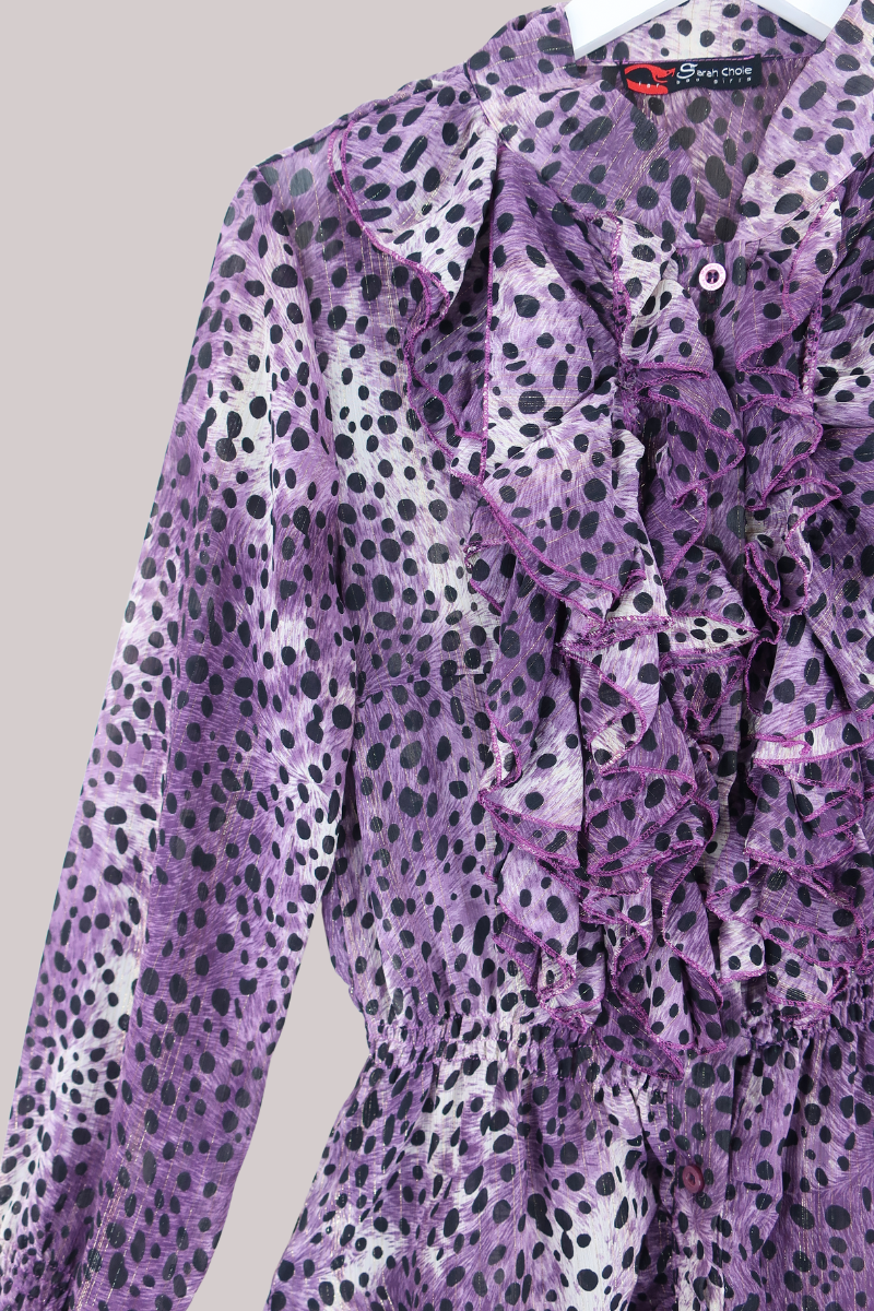 Vintage Top - Violet Cheetah Print - Size L