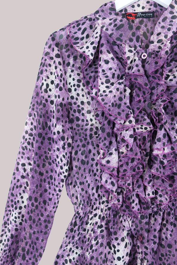 Vintage Top - Violet Cheetah Print - Size L