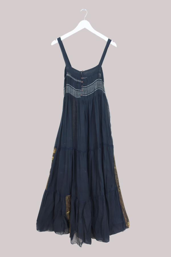 Amelia Vintage Cotton Maxi Dress - Onyx Stripe - Size XS/S