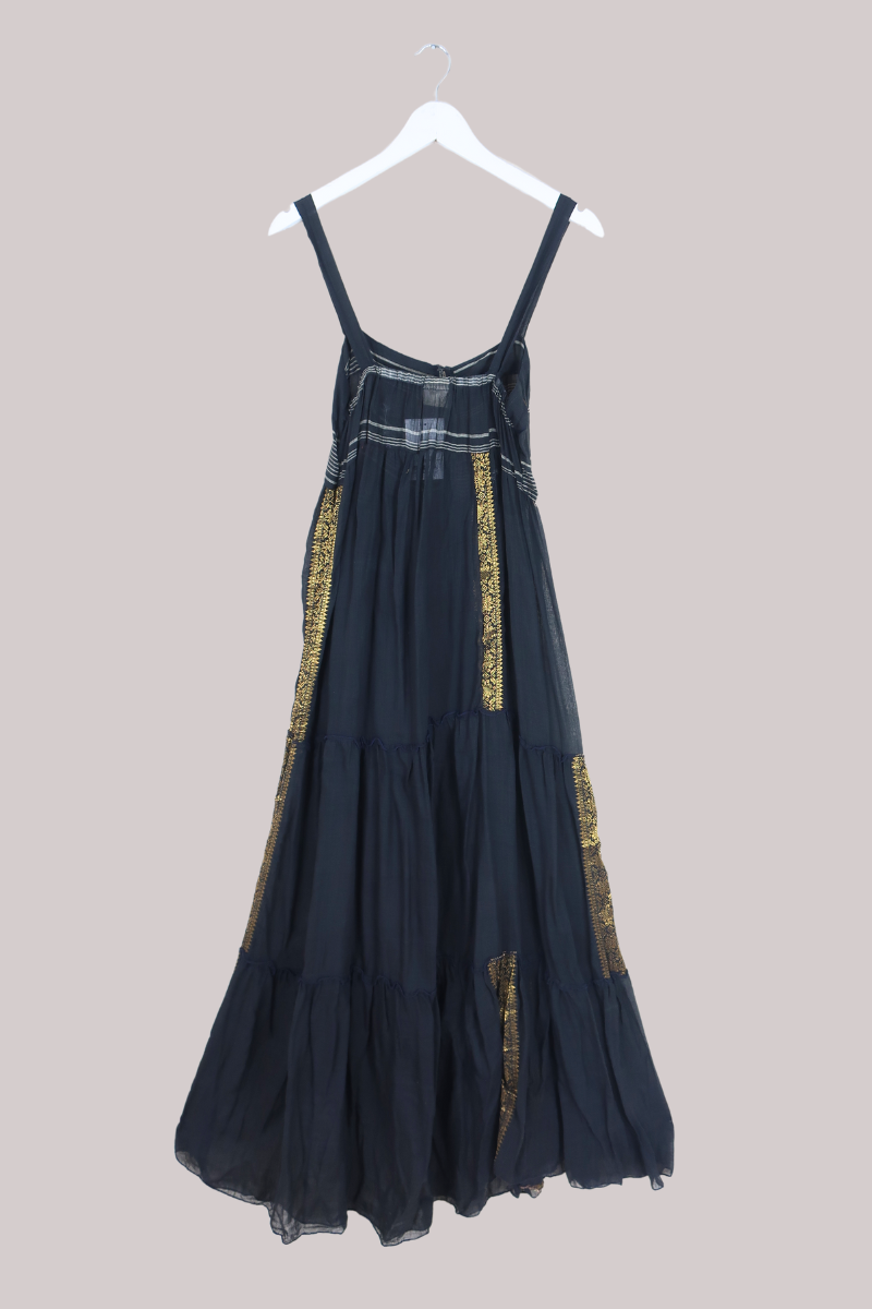 Amelia Vintage Cotton Maxi Dress - Onyx Stripe - Size XS/S