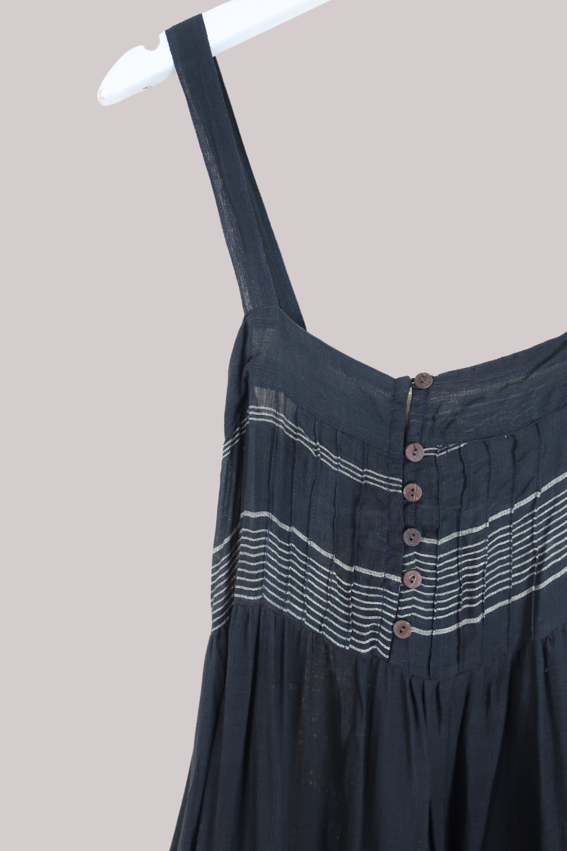 Amelia Vintage Cotton Maxi Dress - Onyx Stripe - Size XS/S
