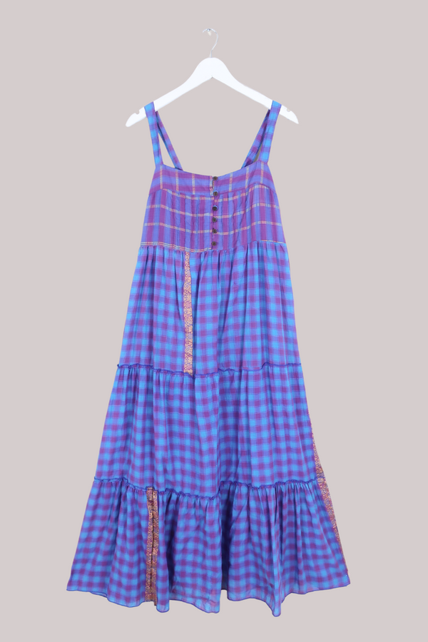 Amelia Vintage Cotton Maxi Dress - Wild Berries Plaid - Size M/L