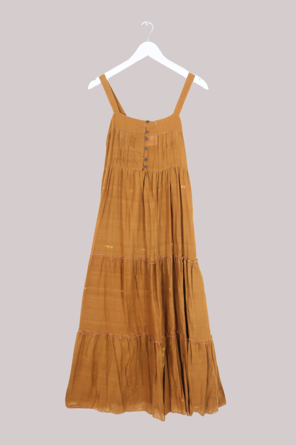 Amelia Vintage Cotton Maxi Dress - Golden Brown - Size XS/S