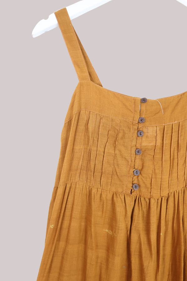 Amelia Vintage Cotton Maxi Dress - Golden Brown - Size XS/S