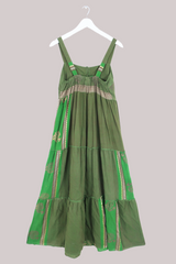 Amelia Vintage Cotton Maxi Dress - Woodland Patchwork - Size M/L