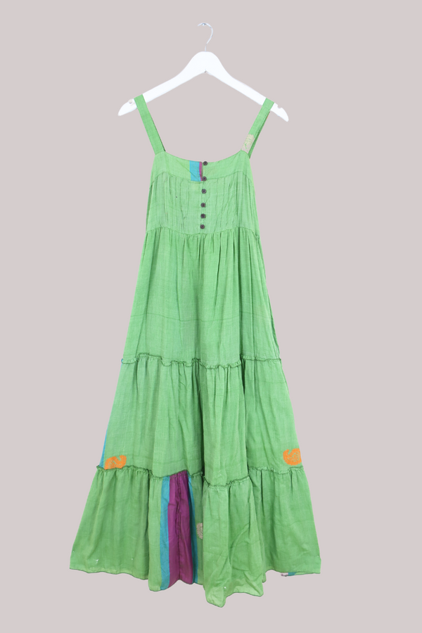 Amelia Vintage Cotton Maxi Dress - Grape Patchwork - Size XS/S