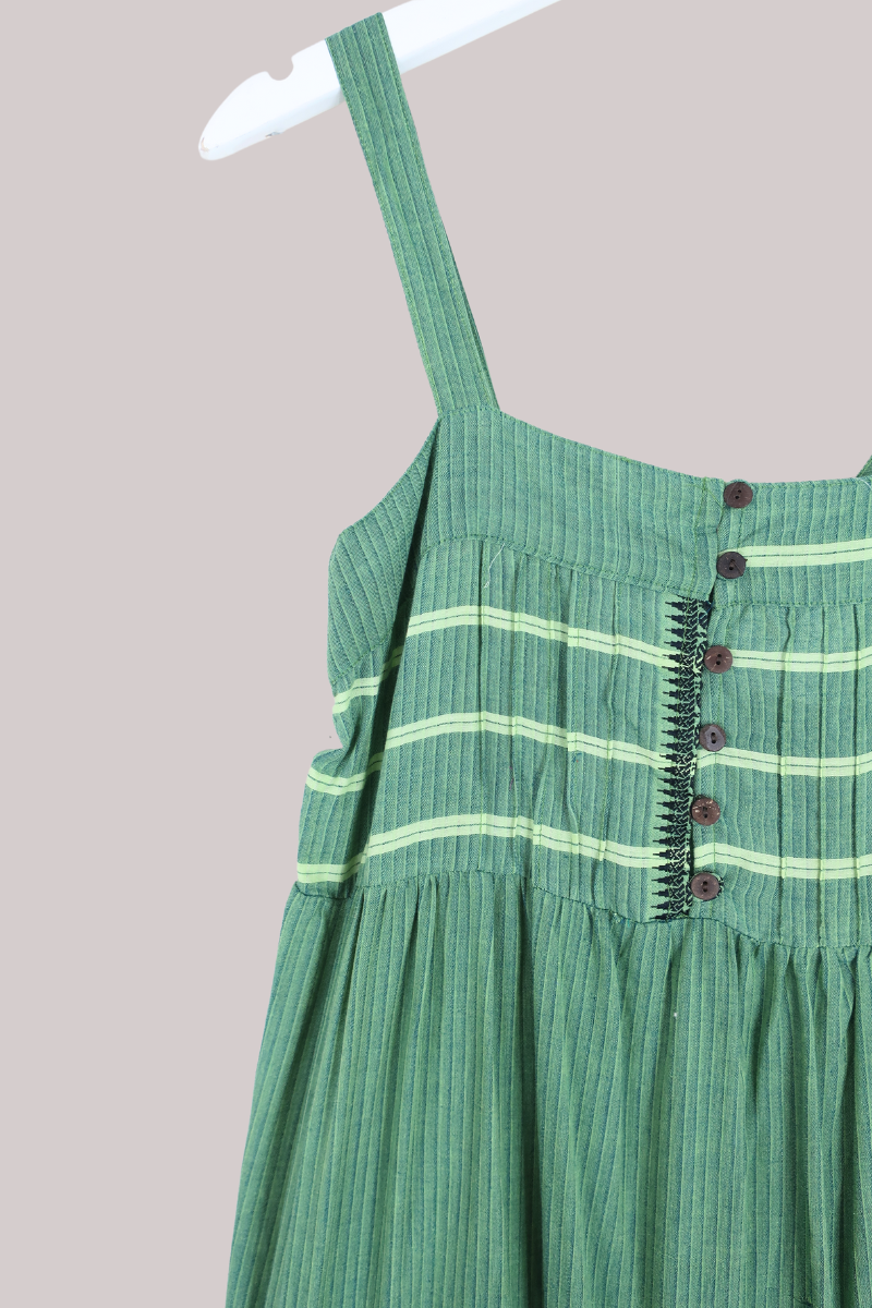 Amelia Vintage Cotton Maxi Dress - Eucalyptus Stripe - Size XS/S