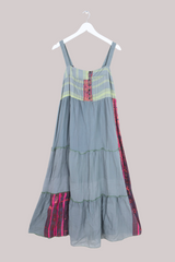 Amelia Vintage Cotton Maxi Dress - Pebble Patchwork - Size M/L