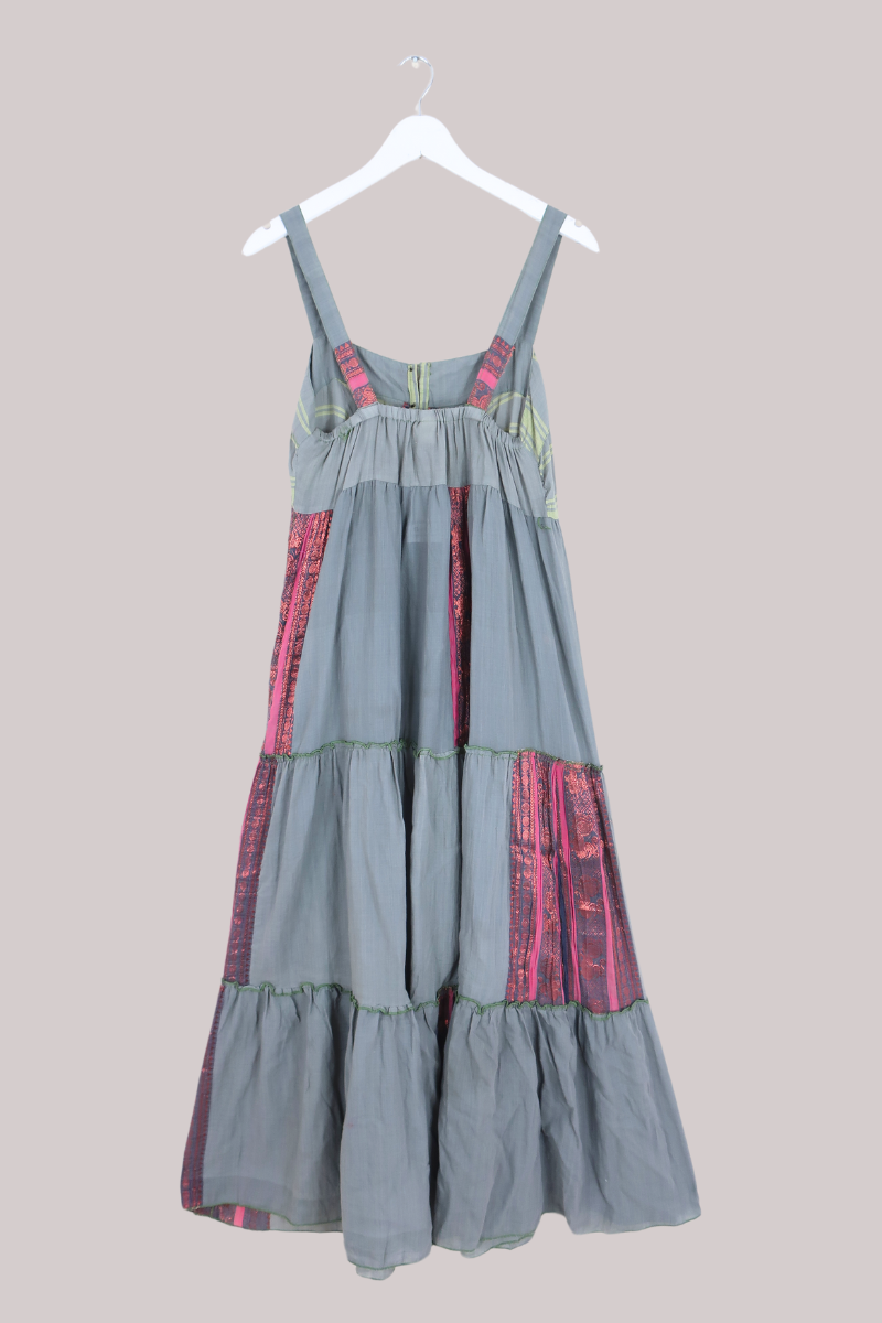 Amelia Vintage Cotton Maxi Dress - Pebble Patchwork - Size M/L