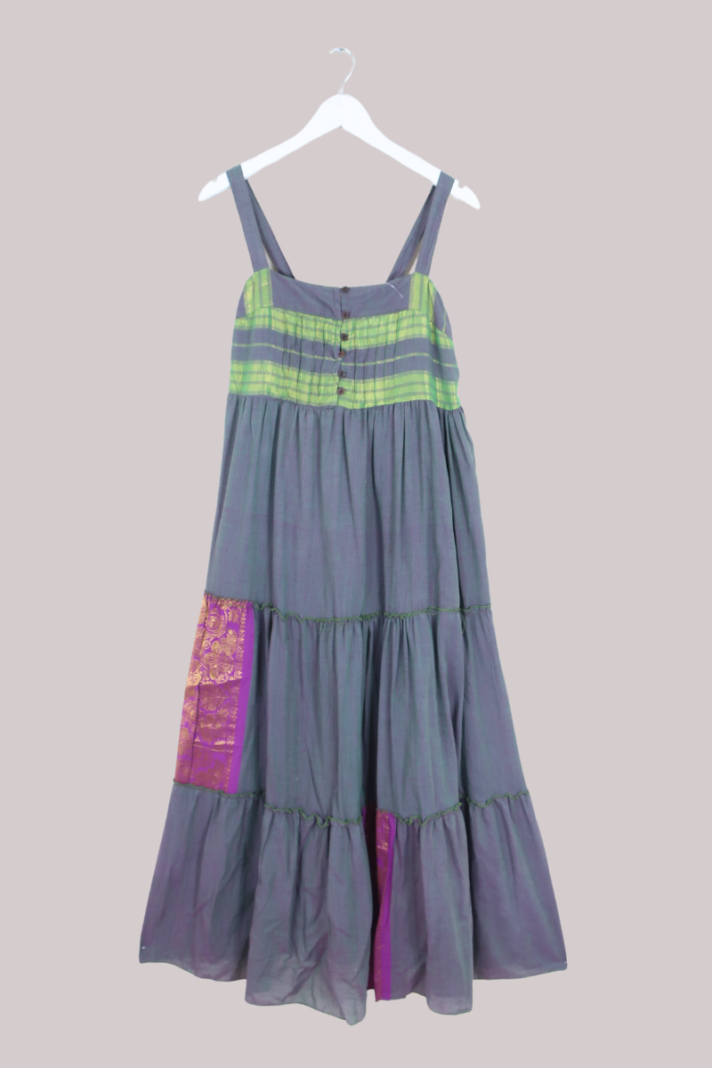 Amelia Vintage Cotton Maxi Dress - Oyster - Size M/L