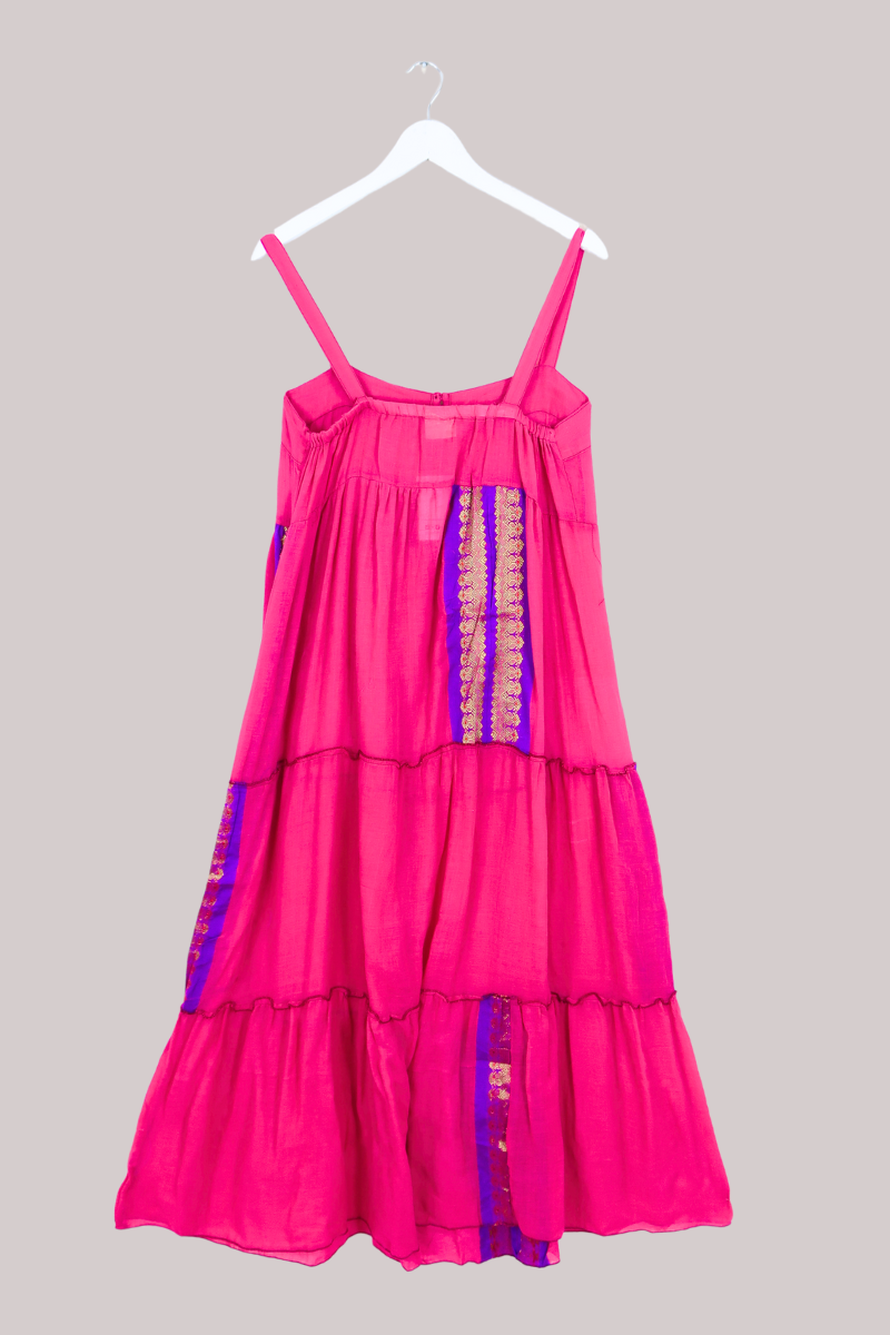Amelia Vintage Cotton Maxi Dress - Flamingo Pink - Size M/L