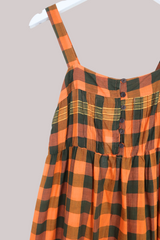 Amelia Vintage Cotton Maxi Dress - Turmeric & Sage Check - Size M/L
