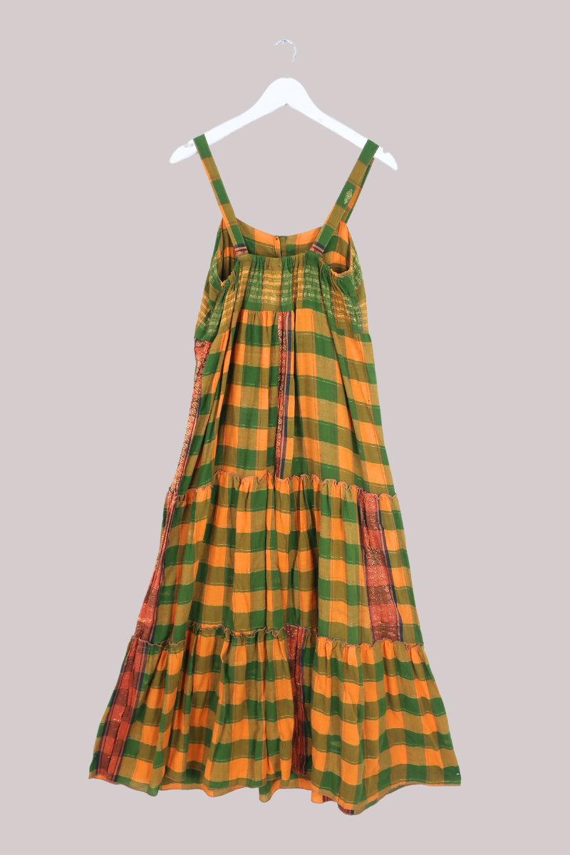 Amelia Vintage Cotton Maxi Dress - Ginger & Lime - Size M/L