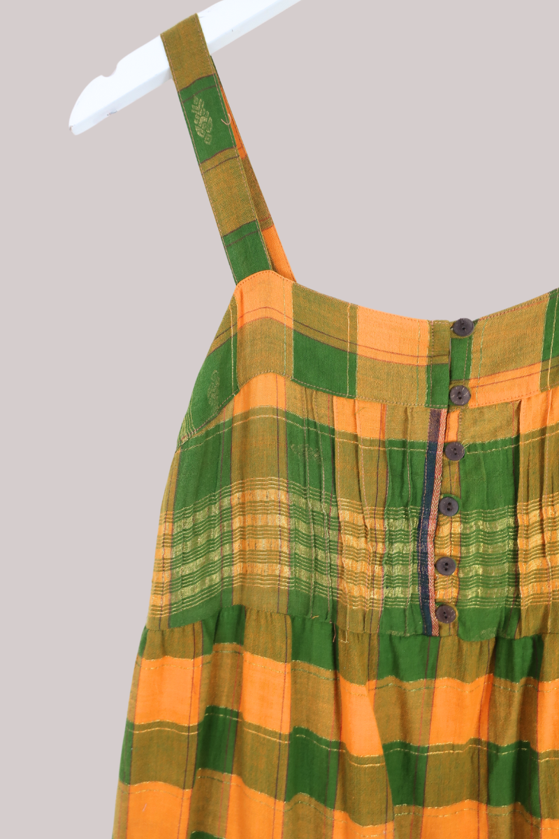 Amelia Vintage Cotton Maxi Dress - Ginger & Lime - Size M/L