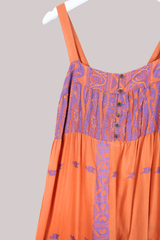 Amelia Vintage Cotton Maxi Dress - Saffron & Lavender - Size M/L
