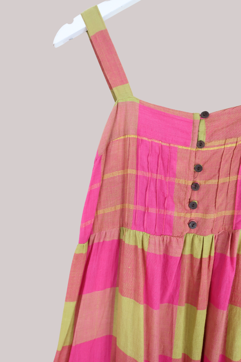 Amelia Vintage Cotton Maxi Dress - Fruit Salad Check - Size XS/S