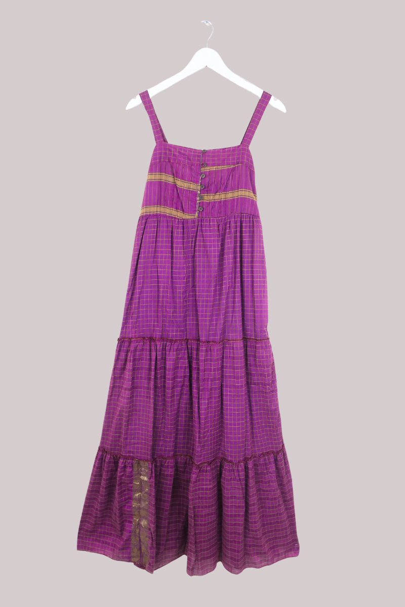Amelia Vintage Cotton Maxi Dress - Violet Gold - Size XS/S