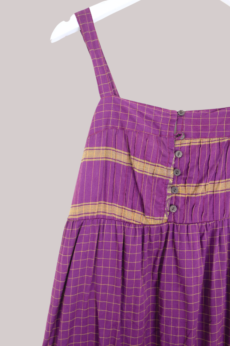 Amelia Vintage Cotton Maxi Dress - Violet Gold - Size XS/S